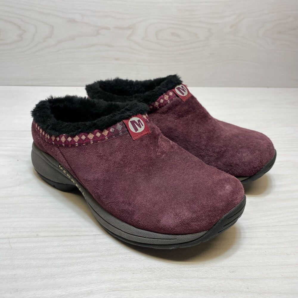Merrell Encore Chill Stitch Clogs Women's Size 7 Purple Sherpa Lined Slip On